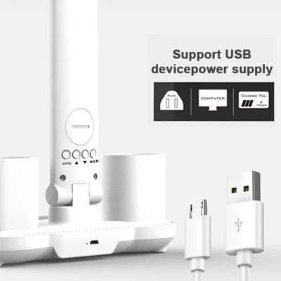 180 Rechargeable LED Clock Dimmable Desk Lamp Rotating Foldable Desktop Reading Night Light Eye Protection New USB