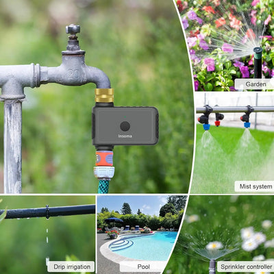 Insoma Wifi Automatic Sprinkle Timer with Brass Swivel Garden Water Timer Smart Irrigation Watering System Hose Control Tools