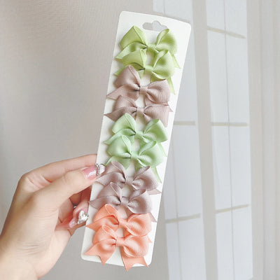 10Pcs/Set 1.9'' Solid Color Ribbon Kids Bows Hair Clips for Baby Girls Handmade Bowknot Hairpin MiNi Barrettes Hair Accessories
