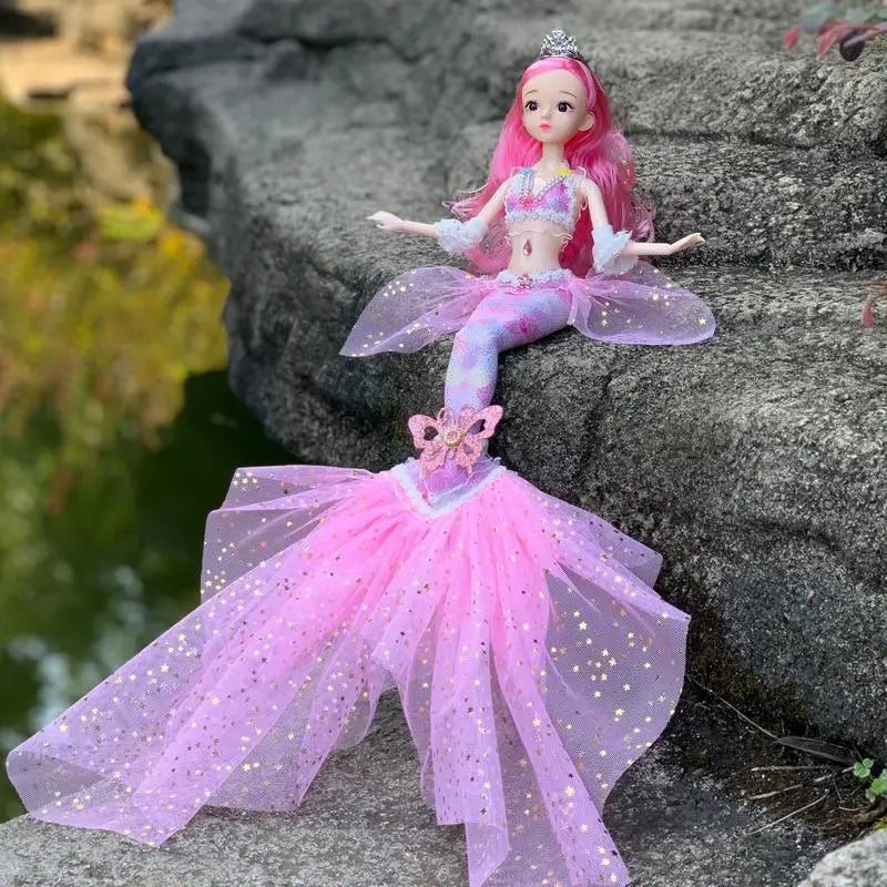17.7 Inch Exquisite Princess Mermaid Doll Fashion Mermaid BJD Doll with Rainbow Clothes Girls favor Xmas Birthday Gift Toys