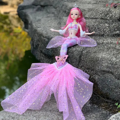 17.7 Inch Exquisite Princess Mermaid Doll Fashion Mermaid BJD Doll with Rainbow Clothes Girls favor Xmas Birthday Gift Toys