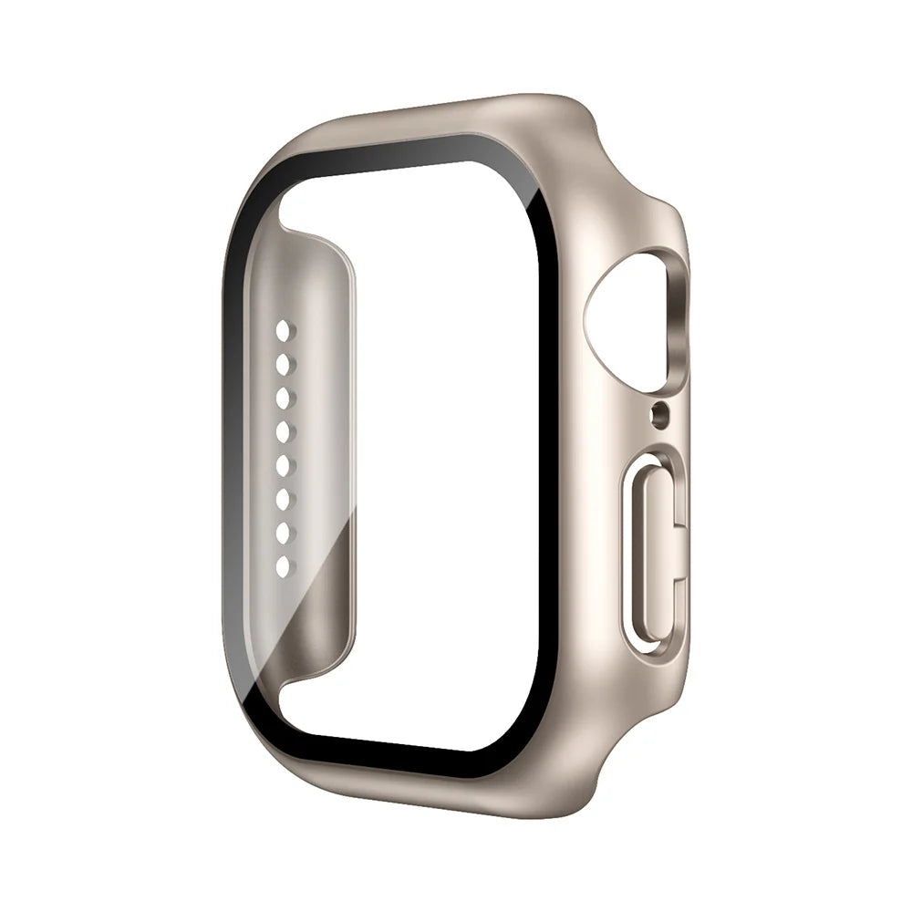 Tempered Glass+Case For Apple Watch 38mm 40mm 41mm 42mm 44mm 45mm 46mm Screen Protector Protective Cover iWatch 10 8 7 9 6 SE 5