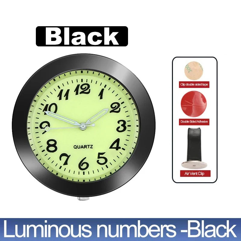 LUMINOUS MINI QUARTZ CAR CLOCK – STICK-ON DIGITAL WATCH ORNAMENT FOR AUTO INTERIOR