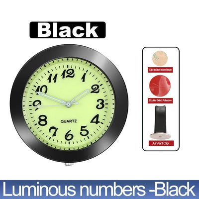 LUMINOUS MINI QUARTZ CAR CLOCK – STICK-ON DIGITAL WATCH ORNAMENT FOR AUTO INTERIOR