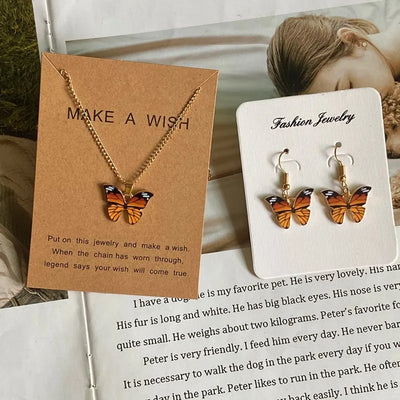 Fashion Romantic Butterfly Necklace for Women Girl Blue White Orange Color Animial Design Choker Neck