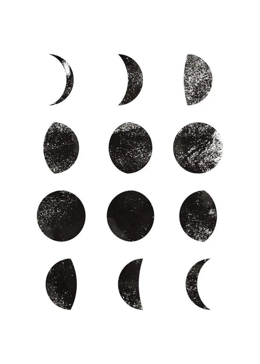 Black White Art Moon Phase Posters Aesthetic Canvas Prints Painting Wall Picture for Living Room Bar Cafe Home Decor Cuadros