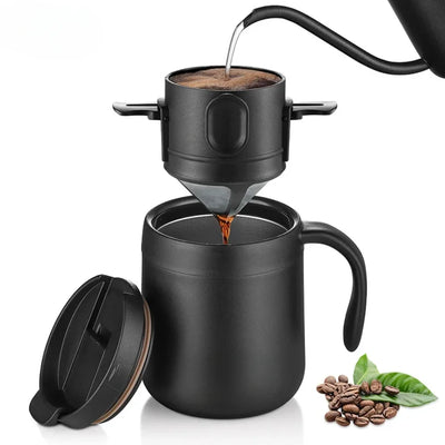 304 Stainless Steel Portable Coffee Filter Drip Coffee Tea Holder Reusable Mug  Dripper Tea Cup Set Pot Coffeeware