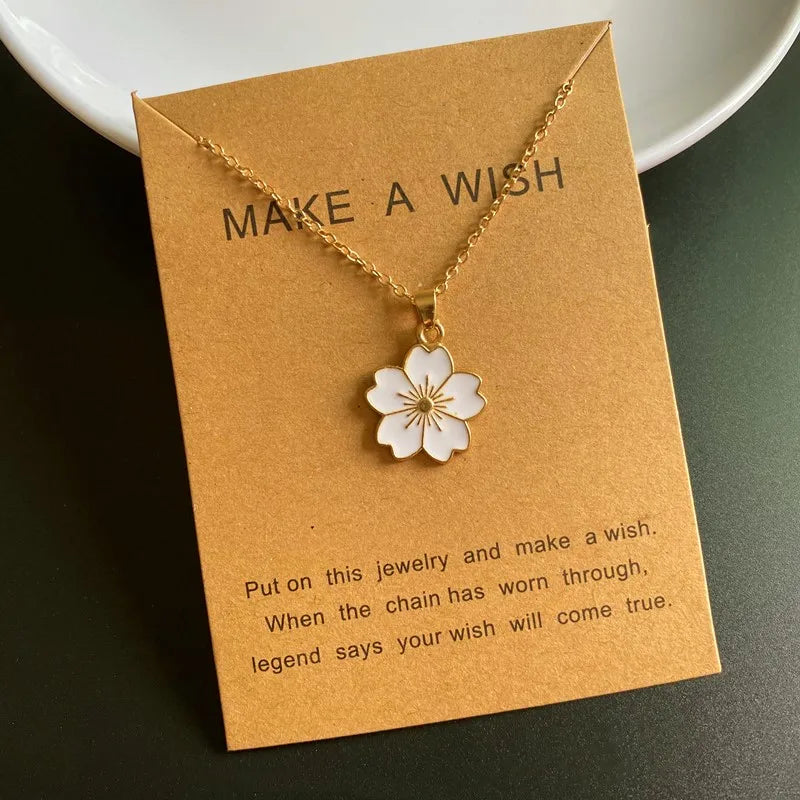 Korean Fashion Flower Pendant Necklace for Girl Women White Yellow Color Trendy Choker Necklace Gift for Summer Wholesale