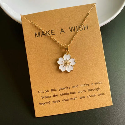 Korean Fashion Flower Pendant Necklace for Girl Women White Yellow Color Trendy Choker Necklace Gift for Summer Wholesale