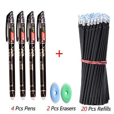 26 Pcs/Set Kawaii Erasable Pens 0.35mm Gel Pen Waterproof Gel Ink Stationery School Writing supplies for Notebook Office Student