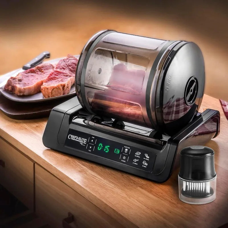 STX-1000-CE CHEF'S ELITE 15 MINUTE MEAT & VEGETABLE VACUUM TUMBLER MARINATOR WITH AUTO SHUT OFF AND FREE MEAT TENDERIZER