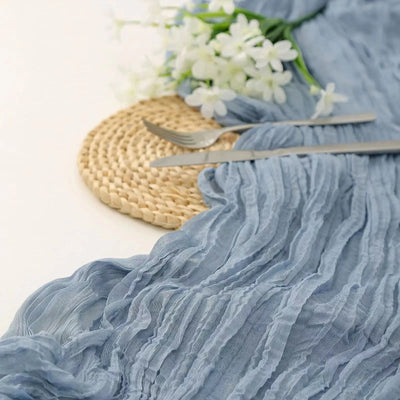 Semi-Sheer Table Runner Vintage Cheesecloth Gauze Table Setting  Wedding Dining Party Christmas Banquets Arches Cake Decortion