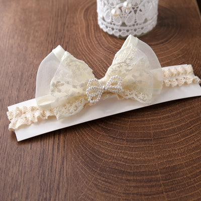 White Lace Bow Hair Bands Cute Elastic Headband Girl Korean Newborn Hair Bows Hairbands Babi Infant Kids Hair Accessories 머리띠