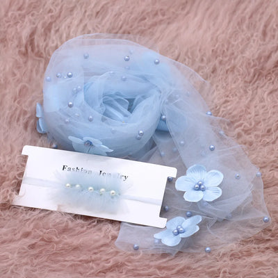 2PCS/SET NEWBORN PHOTO PROPS SOFT CHIFFON LACE FLORAL PEARLS MESH GAUZE INFANT PHOTOGRAPHY BACKDROP ACCESSORIES