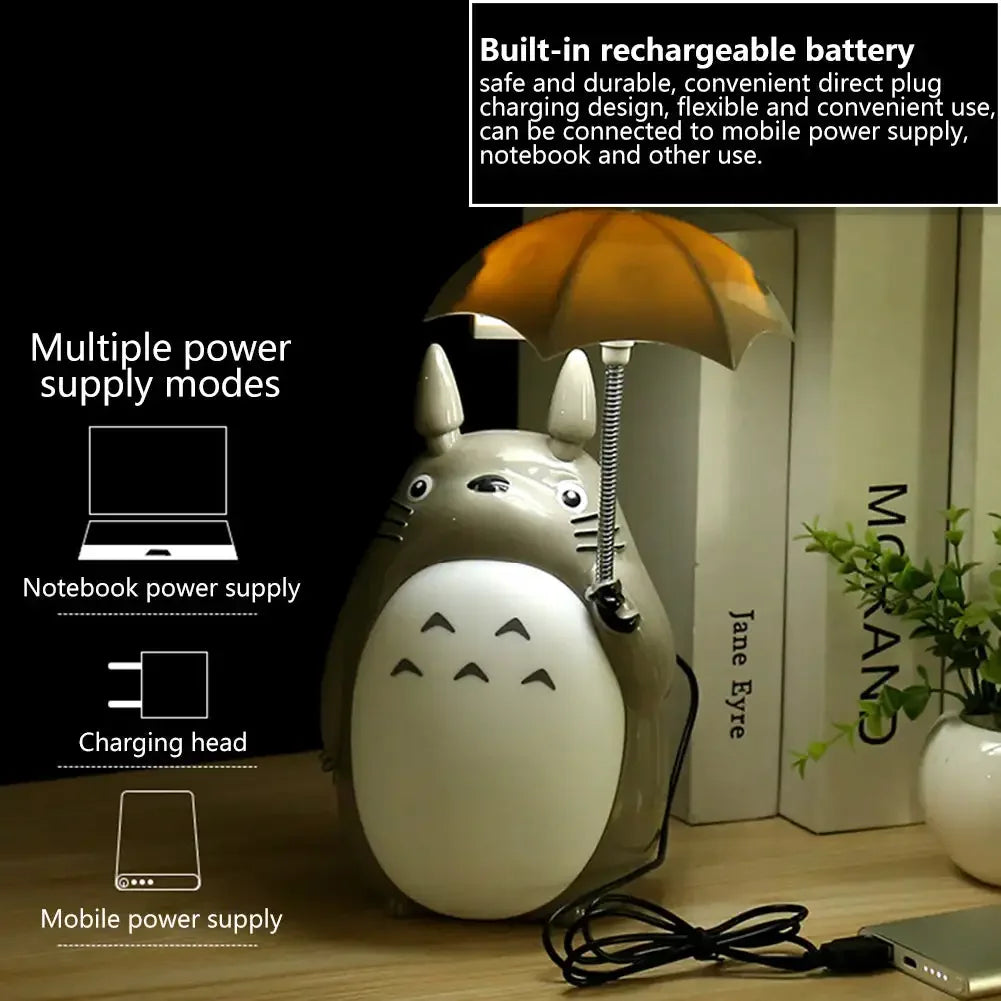 Creative Night Lights LED Cartoon Totoro Shape Lamp USB Rechargeable Reading Table Desk Lamps for Kids Gift Home Decor Novelty