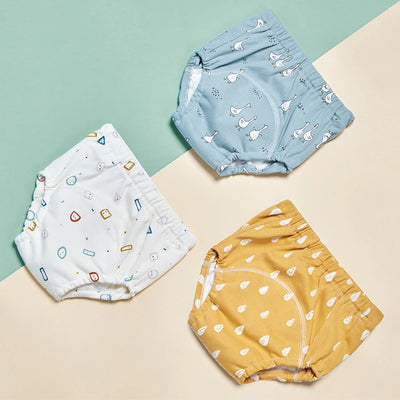 3PCS BABY COTTON TRAINING PANTS 6-LAYER WATERPROOF REUSABLE CLOTH DIAPERS FOR TODDLERS