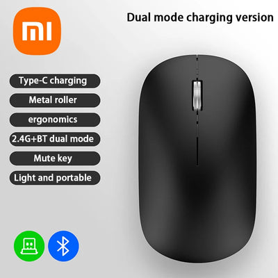 Xiaomi Bluetooth Wireless Mute Mouse Dual Mode Dpi Adjustable 2.4g Type C Rechargeable Silent Ergonomic Portable Office Mouse