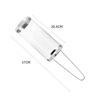 30*9.5*9.5cm Stainless Steel BBQ Basket Outdoor Rotary Wire Mesh Grill Camping Barbecue Cookware For Meat Fish Vegetables
