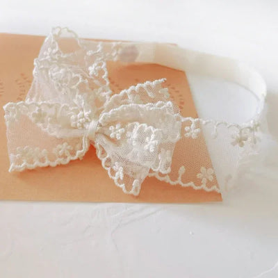 White Lace Bow Hair Bands Cute Elastic Headband Girl Korean Newborn Hair Bows Hairbands Babi Infant Kids Hair Accessories 머리띠