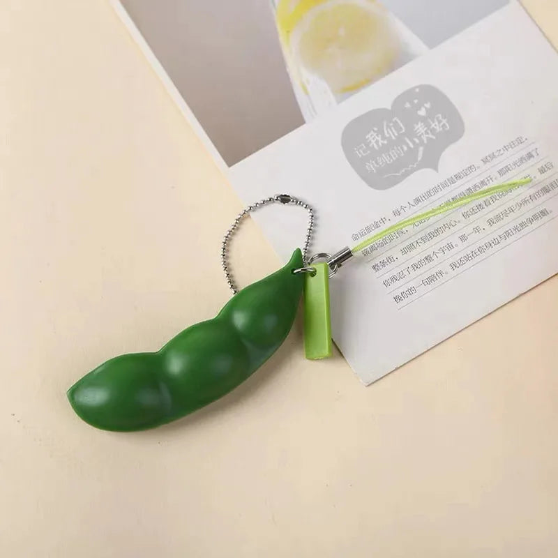 20/10PCS Pea Pod Keychain Fidget Toy Stress Relief Squeeze Autism Sensory Products For Adults And Kids Antistress Funny Gifts