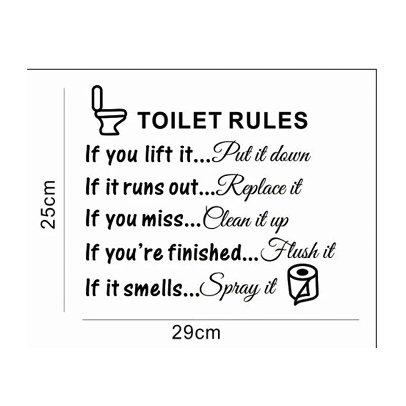 Toilet Rules Bathroom Removable Wall Sticker Vinyl Art Decals DIY Home Deco