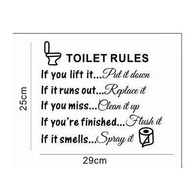 Toilet Rules Bathroom Removable Wall Sticker Vinyl Art Decals DIY Home Deco
