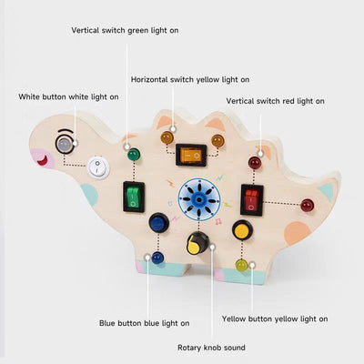 Montessori Busy Board Wooden Sensory Toys LED Light Switch Control Board Animal Educational Children Travel Toys 2-4 Years Old