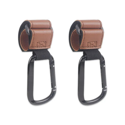 2pcs PU Leather Baby Bag Stroller Hook Rotatable Cart Organizer Pram Hook Pram Rotate 360 Degree Stroller Accessories