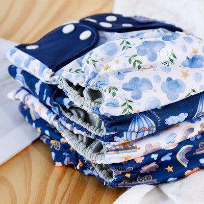 4PCS/SET WASHABLE REUSABLE BABY CLOTH DIAPERS ADJUSTABLE BABY NAPPY FOR 3-15KG BABY