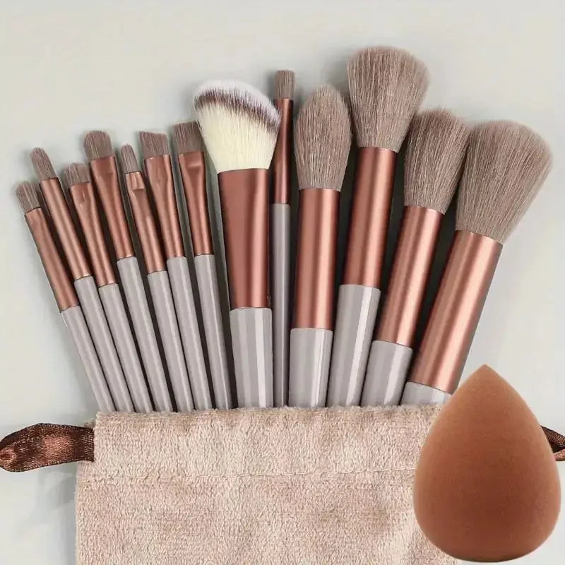 13pcs_Premium_Synthetic_Nylon_Bristle-Makeup_Brush_Set - Soft, Gentle, and_Cruelty-Free_for_Flawless_Foundation, Blush,_Powder,