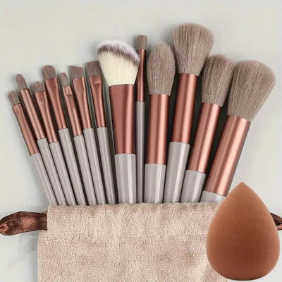 13pcs_Premium_Synthetic_Nylon_Bristle-Makeup_Brush_Set - Soft, Gentle, and_Cruelty-Free_for_Flawless_Foundation, Blush,_Powder,