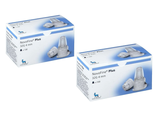 NovoFine Plus 32G 4mm Insulin Needles 100ct (2 Box package)