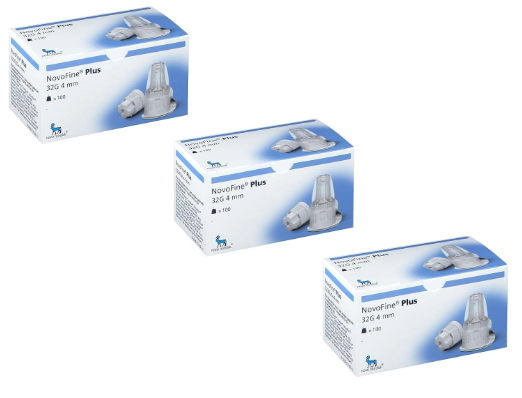 NovoFine Plus 32G 4mm Insulin Needles 100ct (3 Box package)
