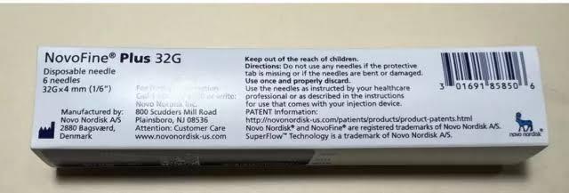 NovoFine Plus 32G 4mm Pen Needles 6ct