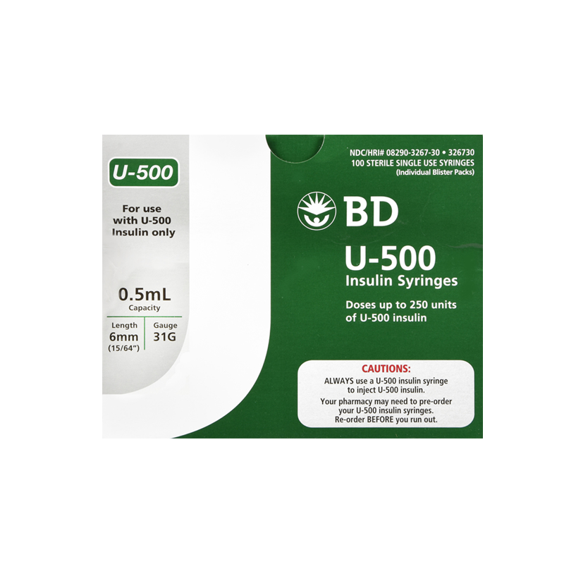 BD U-500 Insulin Syringes 6mm x 31G 1/2 mL/cc